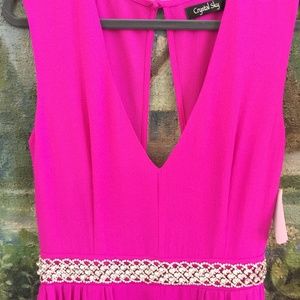 Crystal Sky Fuchsia Elegant Maxi Romper Dress-NWT
